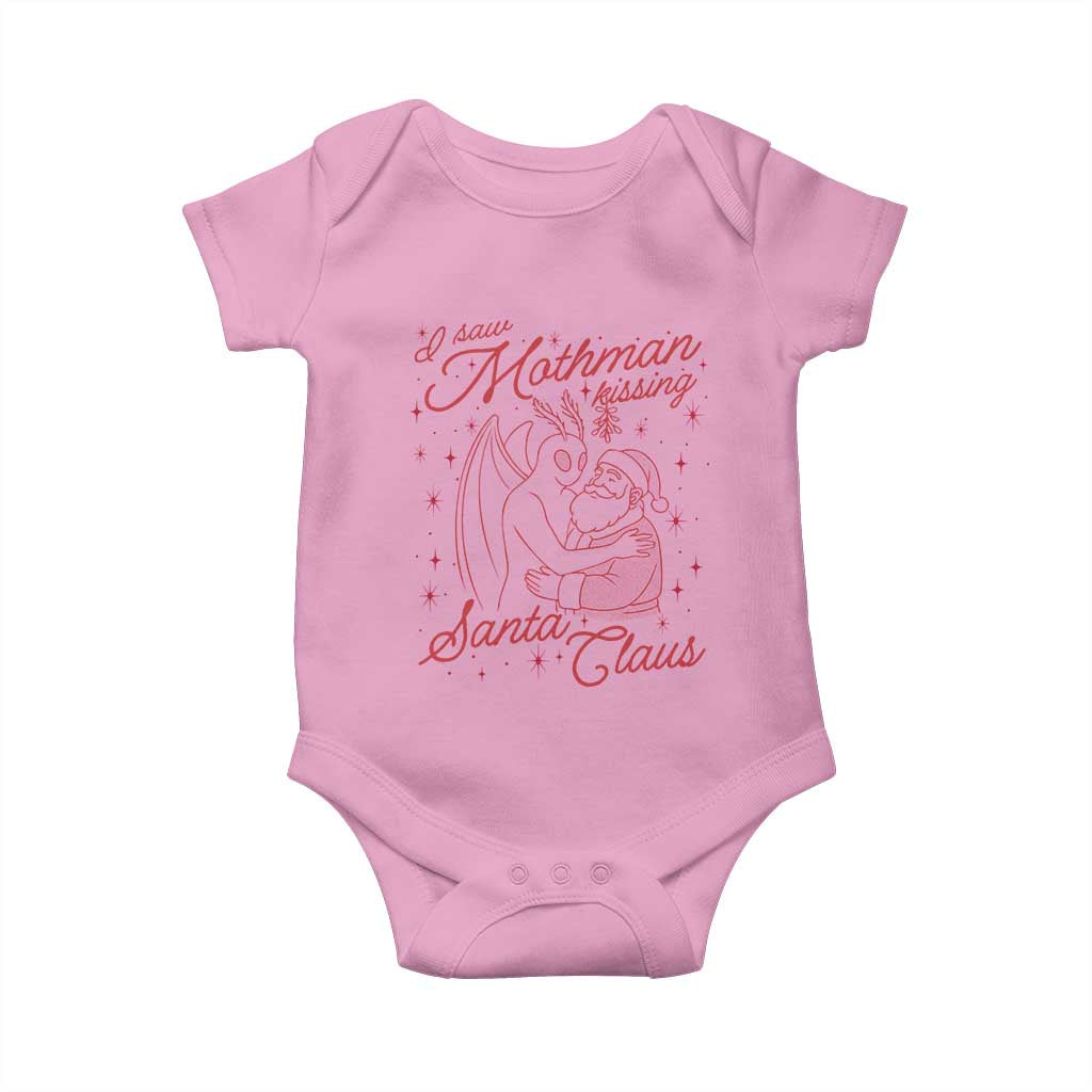 I Saw Mothman Kissing Santa Claus Baby Onesie Funny Cryptid Christmas Gag Gift TS02 Light Pink Print Your Wear