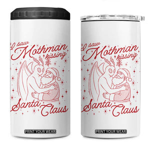 I Saw Mothman Kissing Santa Claus 4 in 1 Can Cooler Tumbler Funny Cryptid Christmas Gag Gift TS02 One Size: 16 oz White Print Your Wear
