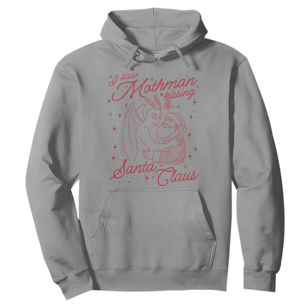 I Saw Mothman Kissing Santa Claus Hoodie Funny Cryptid Christmas Gag Gift TS02 Sport Gray Print Your Wear