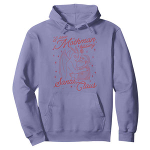 I Saw Mothman Kissing Santa Claus Hoodie Funny Cryptid Christmas Gag Gift TS02 Violet Print Your Wear