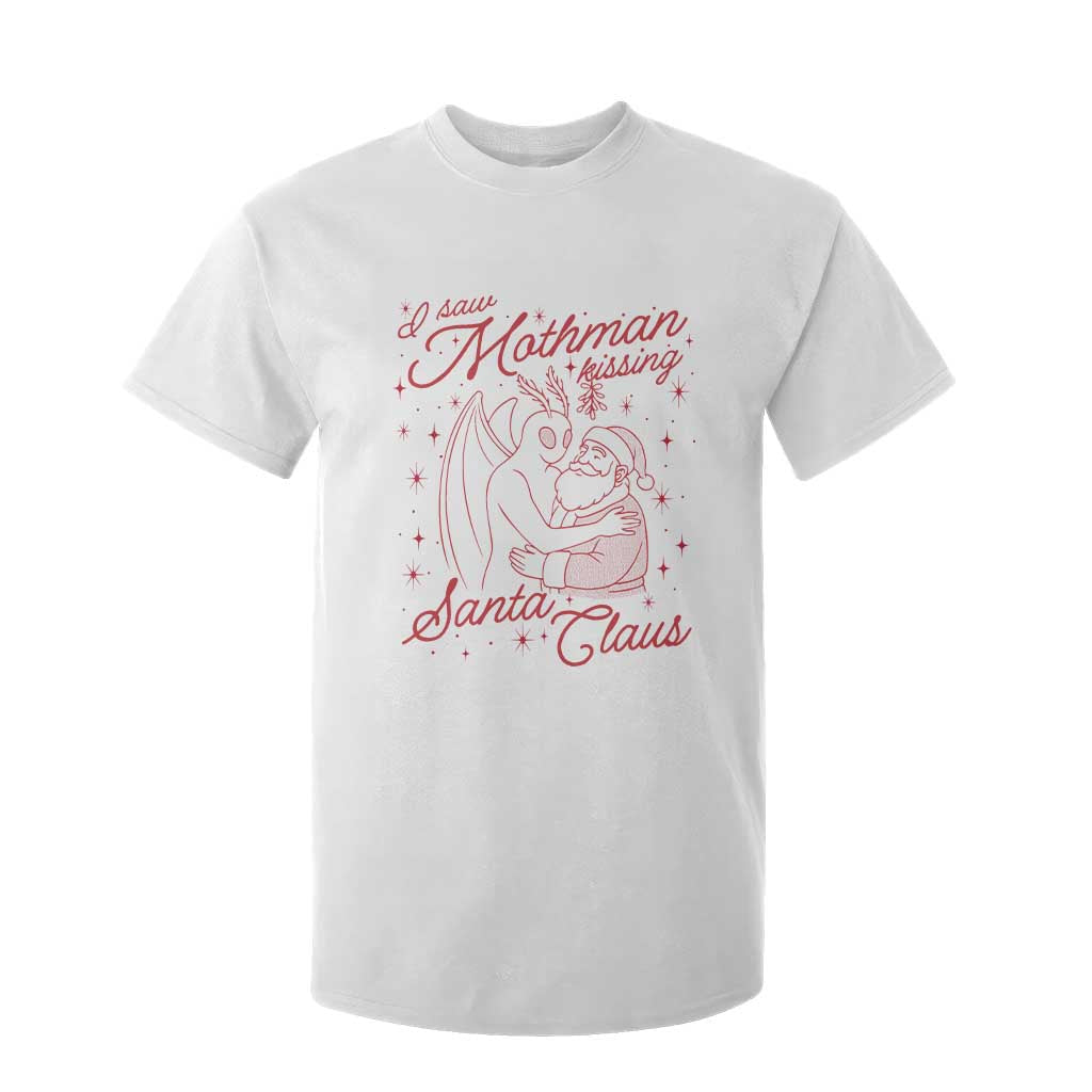 I Saw Mothman Kissing Santa Claus T Shirt For Kid Funny Cryptid Christmas Gag Gift TS02 White Print Your Wear