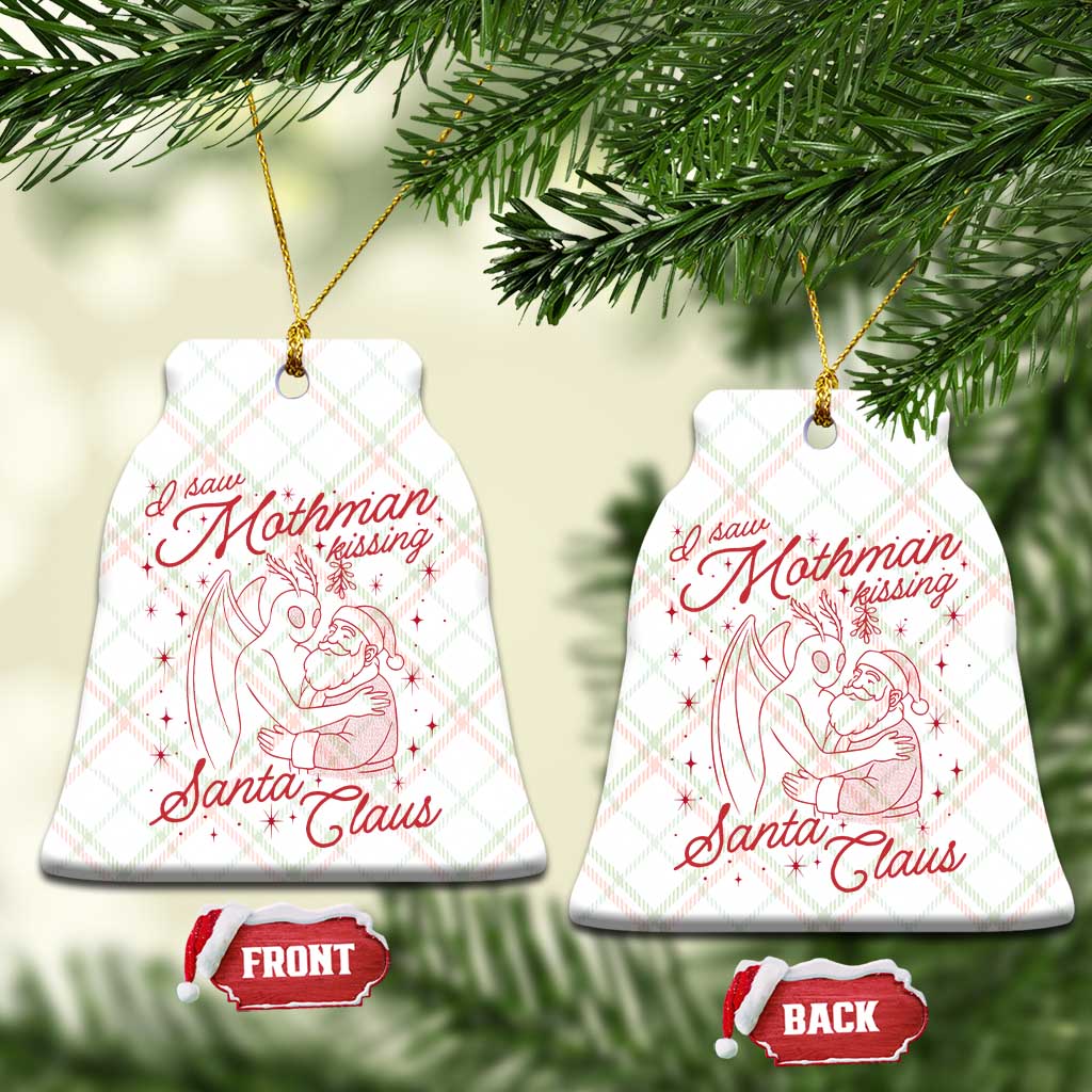 I Saw Mothman Kissing Santa Claus Ceramic Ornament Funny Cryptid Christmas Gag Gift TS02 Print Your Wear