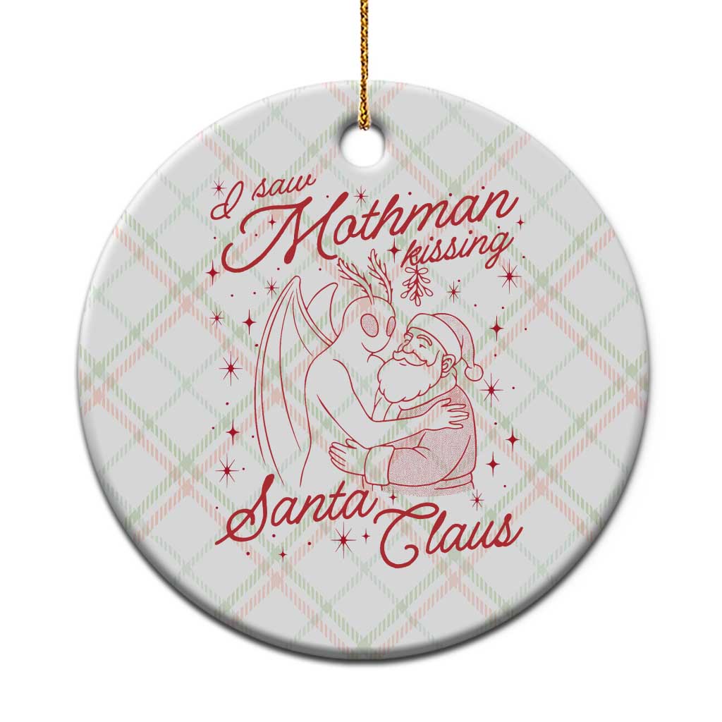 I Saw Mothman Kissing Santa Claus Ceramic Ornament Funny Cryptid Christmas Gag Gift TS02 1pc Christmas Plaid Print Your Wear