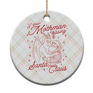 I Saw Mothman Kissing Santa Claus Ceramic Ornament Funny Cryptid Christmas Gag Gift TS02 1pc Christmas Plaid Print Your Wear