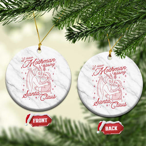 I Saw Mothman Kissing Santa Claus Ceramic Ornament Funny Cryptid Christmas Gag Gift TS02 1pc White Marble Print Your Wear