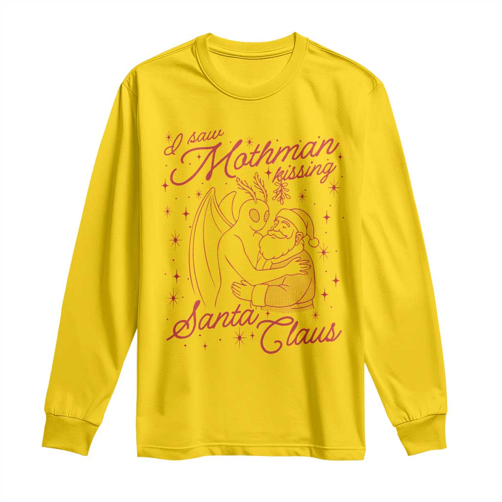 I Saw Mothman Kissing Santa Claus Long Sleeve Shirt Funny Cryptid Christmas Gag Gift TS02 Daisy Print Your Wear