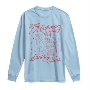 I Saw Mothman Kissing Santa Claus Long Sleeve Shirt Funny Cryptid Christmas Gag Gift TS02 Light Blue Print Your Wear