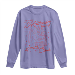I Saw Mothman Kissing Santa Claus Long Sleeve Shirt Funny Cryptid Christmas Gag Gift TS02 Violet Print Your Wear