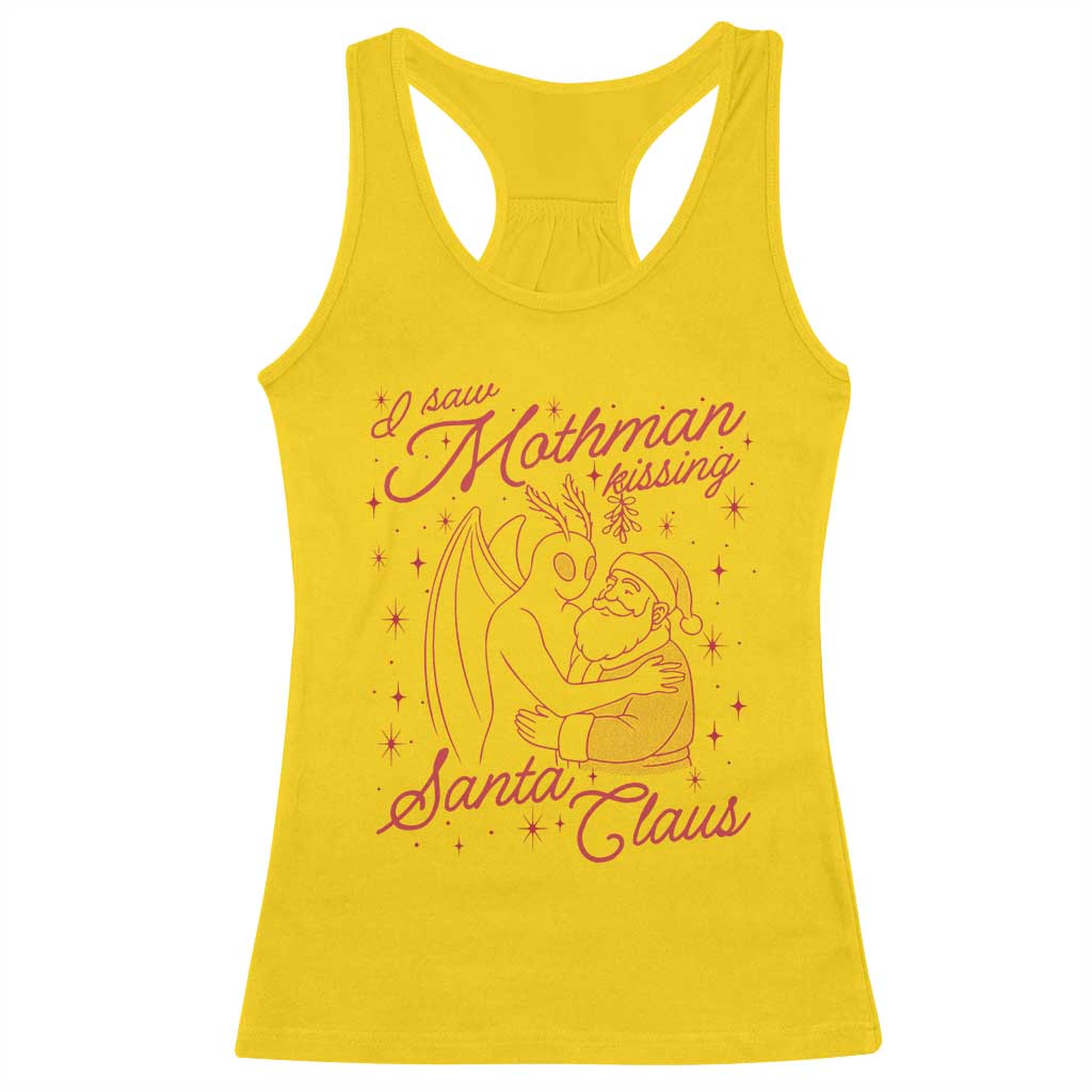 I Saw Mothman Kissing Santa Claus Racerback Tank Top Funny Cryptid Christmas Gag Gift TS02 Daisy Print Your Wear