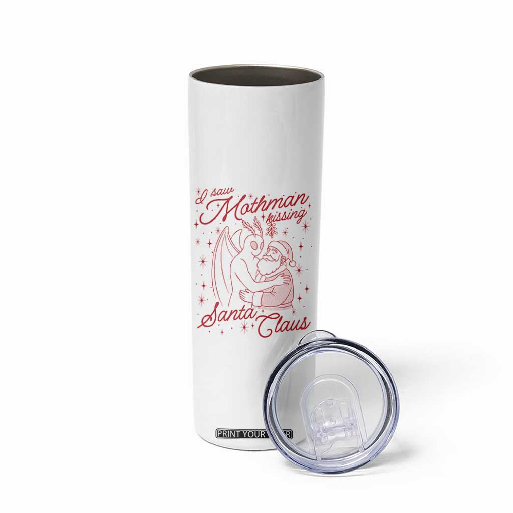 I Saw Mothman Kissing Santa Claus Skinny Tumbler Funny Cryptid Christmas Gag Gift TS02 Print Your Wear