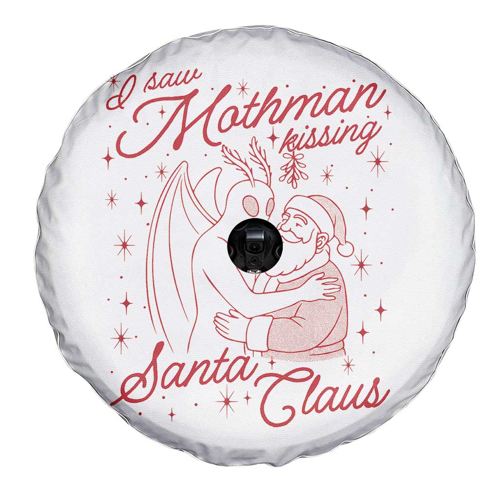 I Saw Mothman Kissing Santa Claus Spare Tire Cover Funny Cryptid Christmas Gag Gift TS02 Print Your Wear