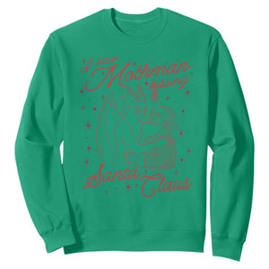 I Saw Mothman Kissing Santa Claus Sweatshirt Funny Cryptid Christmas Gag Gift TS02 Irish Green Print Your Wear