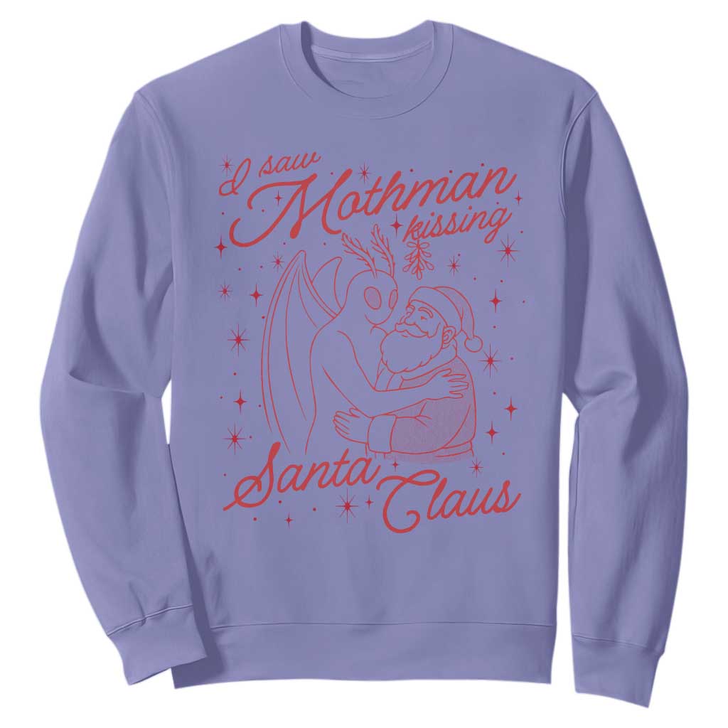 I Saw Mothman Kissing Santa Claus Sweatshirt Funny Cryptid Christmas Gag Gift TS02 Violet Print Your Wear