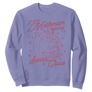 I Saw Mothman Kissing Santa Claus Sweatshirt Funny Cryptid Christmas Gag Gift TS02 Violet Print Your Wear