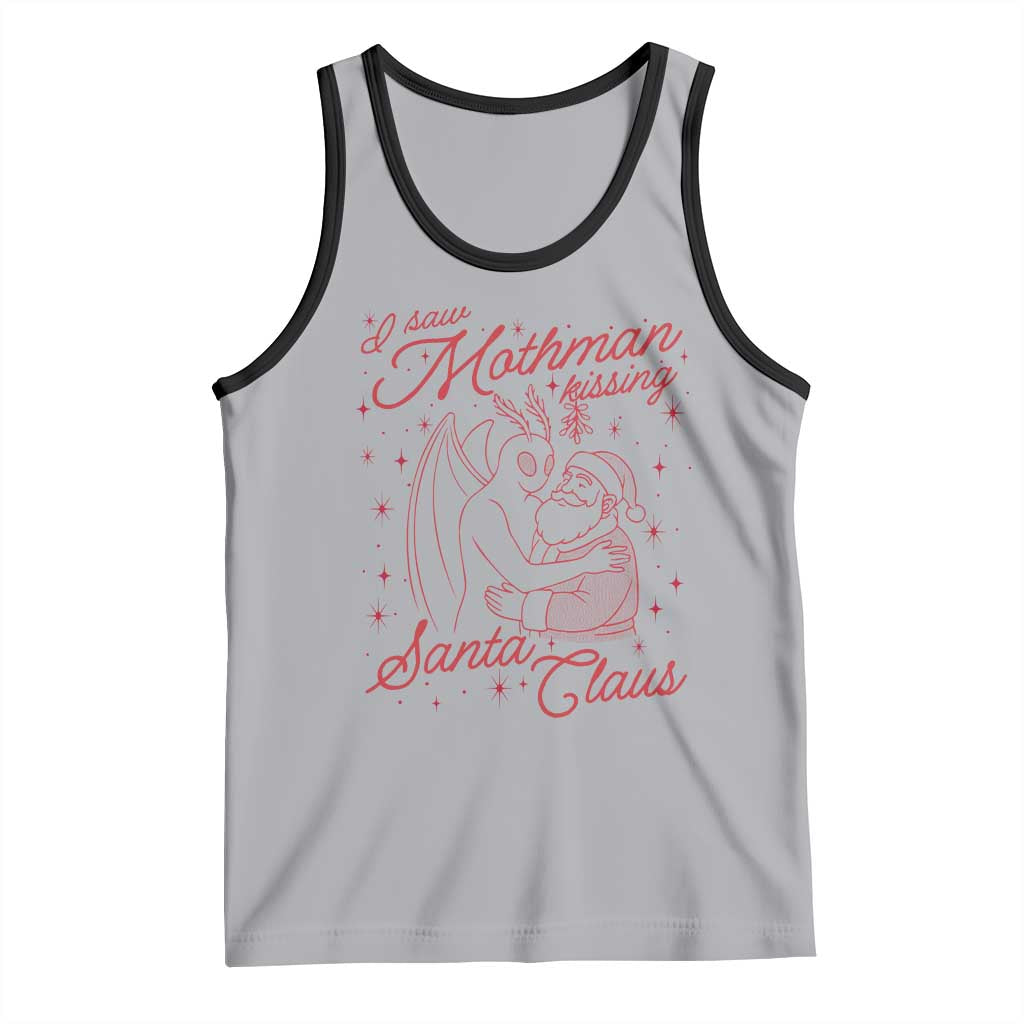 I Saw Mothman Kissing Santa Claus Tank Top Funny Cryptid Christmas Gag Gift TS02 Athletic Heather Black Print Your Wear