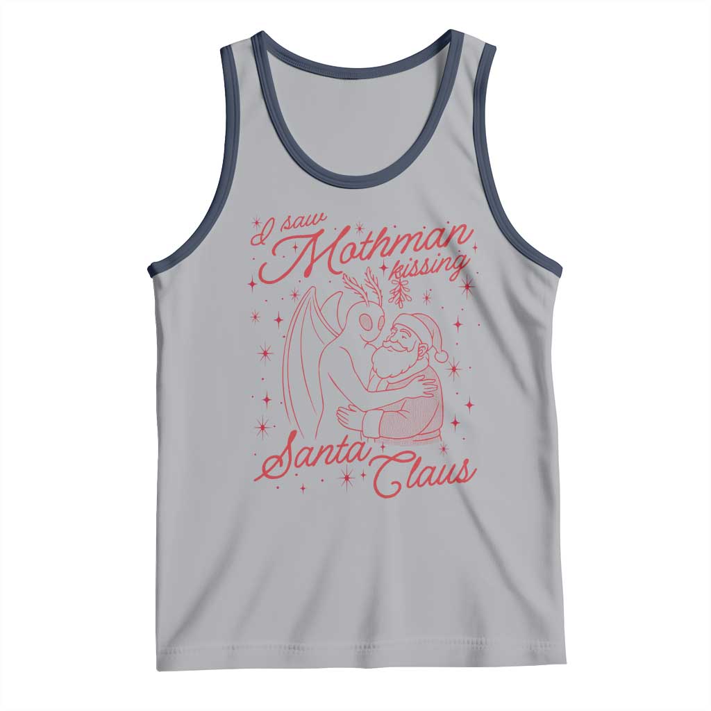I Saw Mothman Kissing Santa Claus Tank Top Funny Cryptid Christmas Gag Gift TS02 Athletic Heather Navy Print Your Wear