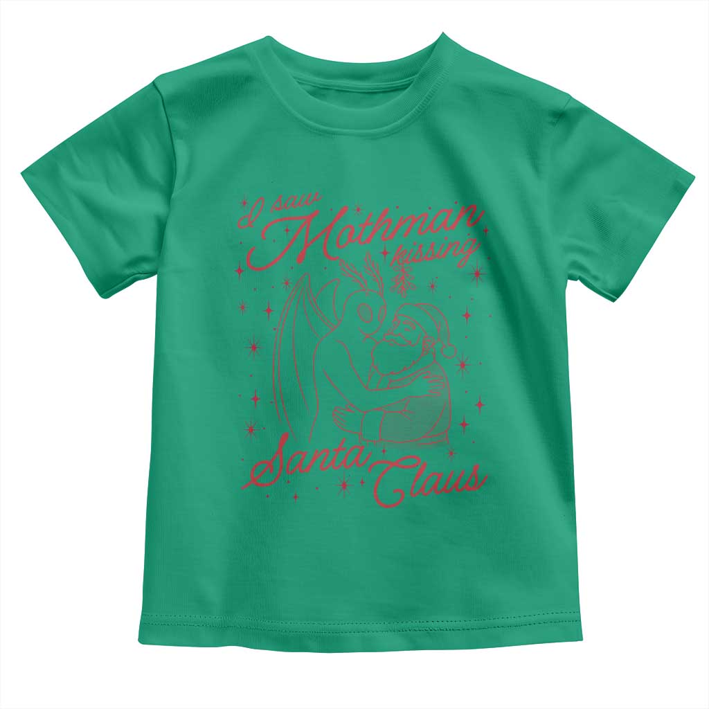 I Saw Mothman Kissing Santa Claus Toddler T Shirt Funny Cryptid Christmas Gag Gift TS02 Irish Green Print Your Wear
