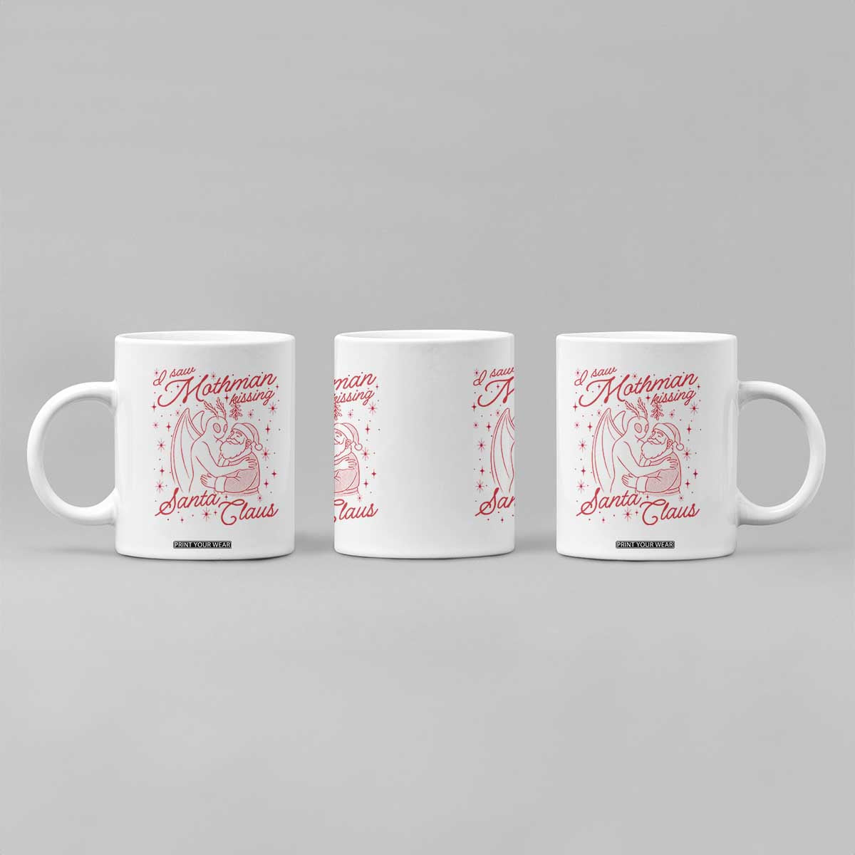 I Saw Mothman Kissing Santa Claus Coffee Mug Funny Cryptid Christmas Gag Gift TS02 Print Your Wear