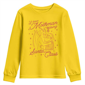 I Saw Mothman Kissing Santa Claus Youth Sweatshirt Funny Cryptid Christmas Gag Gift TS02 Daisy Print Your Wear