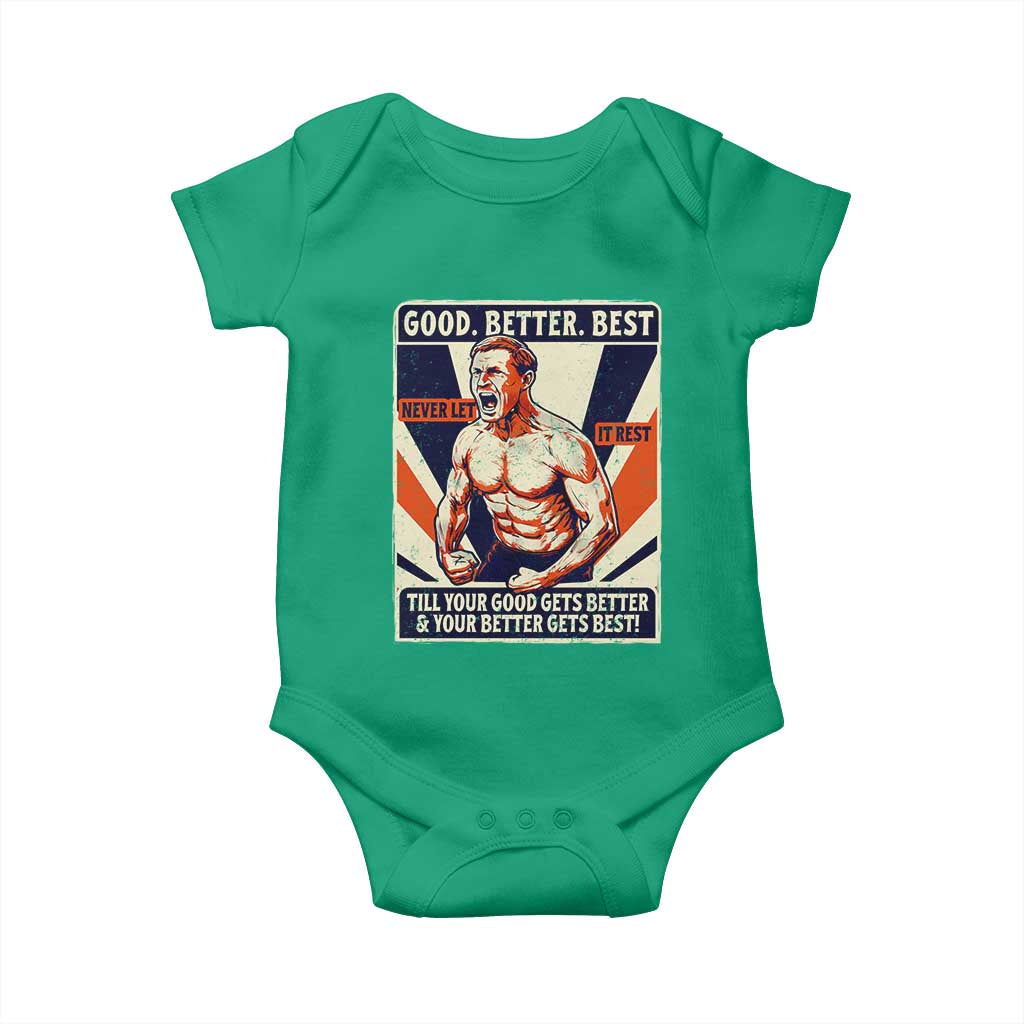 Good Better Best Shirtless Ben Baby Onesie Retro Funny Football Coach Meme Gift for Fans TS02 Irish Green Print Your Wear