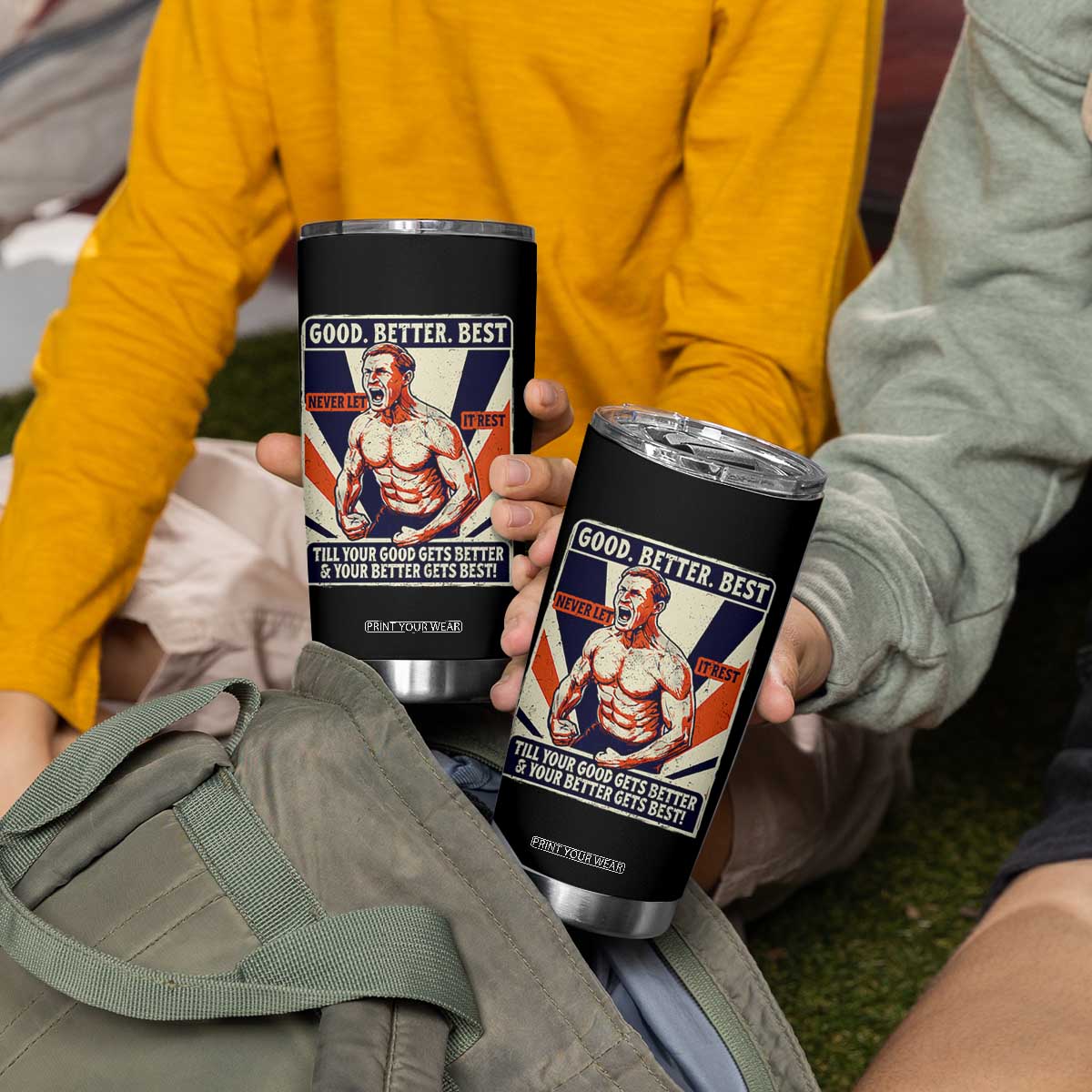 Good Better Best Shirtless Ben Tumbler Cup Retro Funny Football Coach Meme Gift for Fans TS02 Print Your Wear