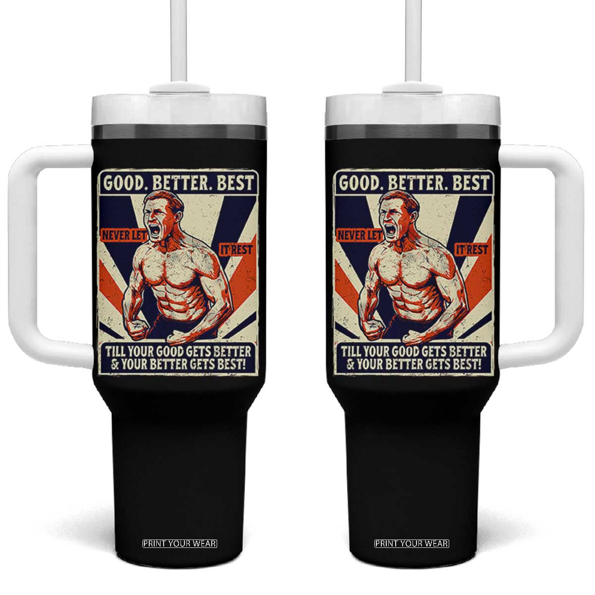 Good Better Best Shirtless Ben Tumbler With Handle Retro Funny Football Coach Meme Gift for Fans TS02 One Size: 40 oz Black Print Your Wear