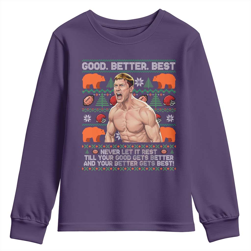 Good Better Best Shirtless Ben Youth Sweatshirt Funny Football Coach Meme Ugly Sweater Gift for Fans TS02 Purple Print Your Wear