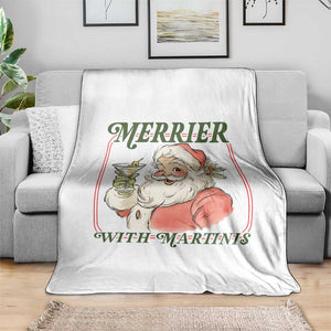 Merrier With Martinis Throw Blanket Funny Retro Santa Christmas Cocktail Lover TS02 Print Your Wear