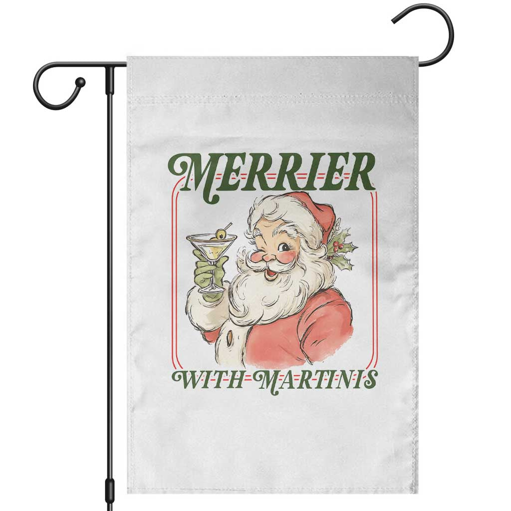 Merrier With Martinis Garden Flag Funny Retro Santa Christmas Cocktail Lover TS02 White Print Your Wear