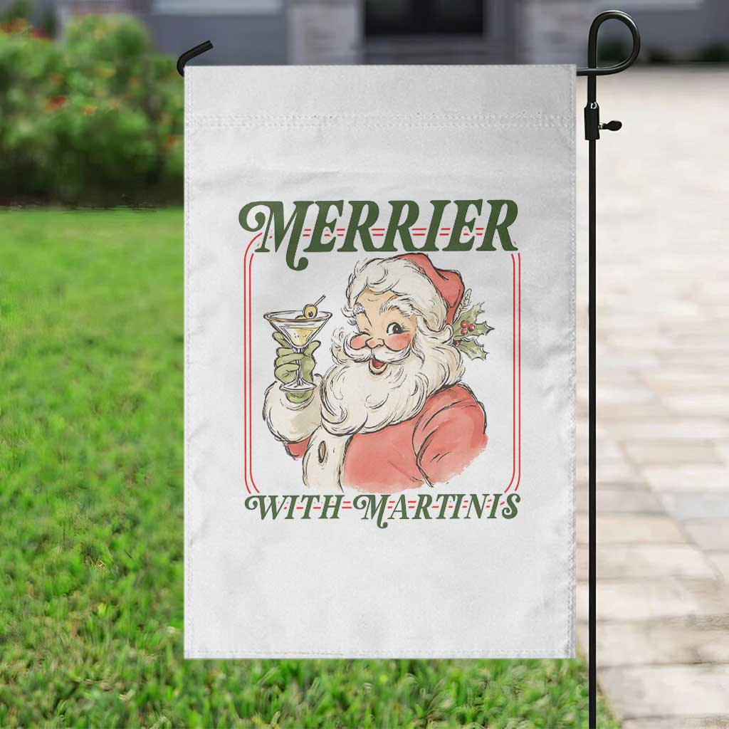 Merrier With Martinis Garden Flag Funny Retro Santa Christmas Cocktail Lover TS02 Print Your Wear