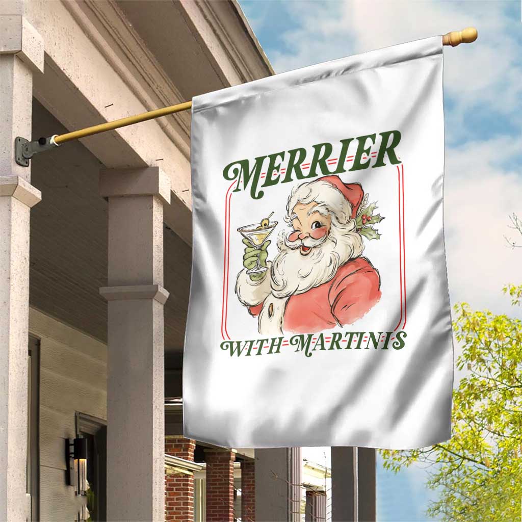 Merrier With Martinis Garden Flag Funny Retro Santa Christmas Cocktail Lover TS02 Print Your Wear