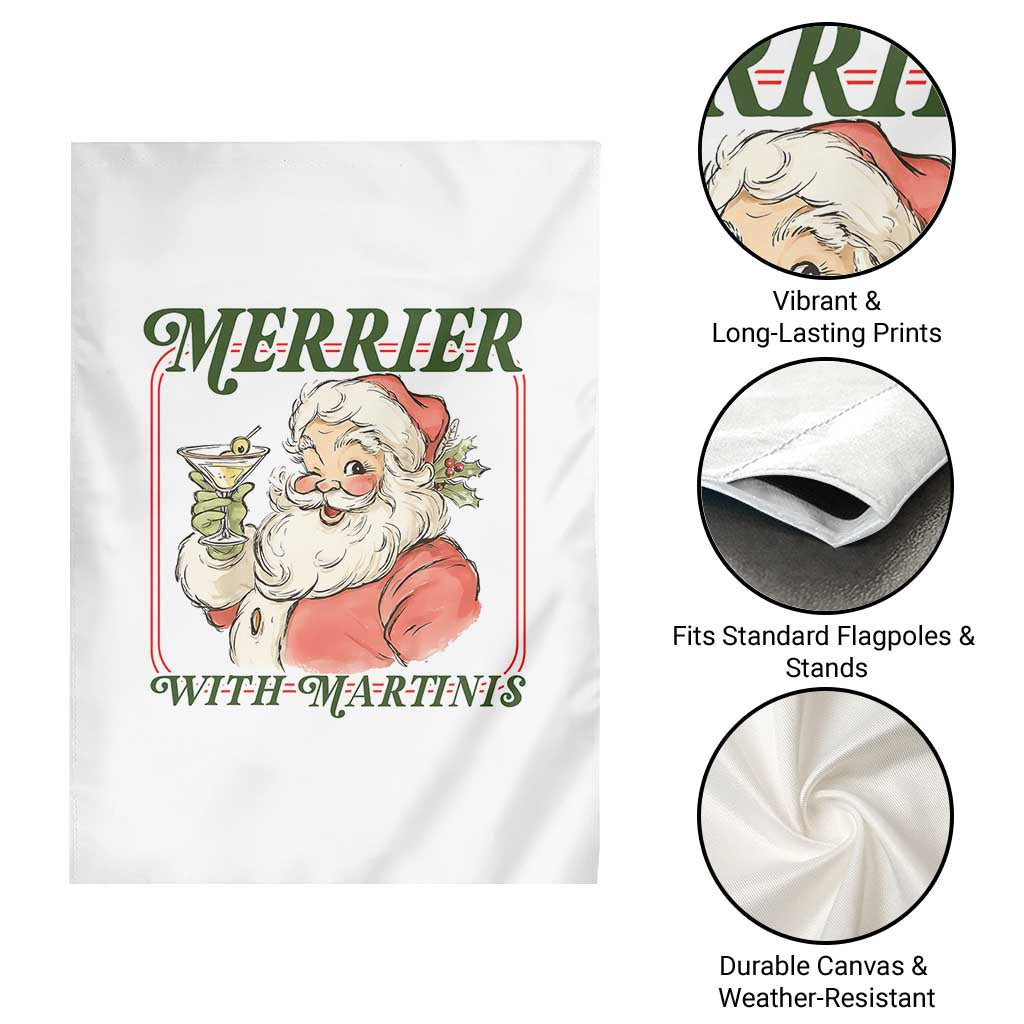 Merrier With Martinis Garden Flag Funny Retro Santa Christmas Cocktail Lover TS02 Print Your Wear
