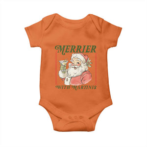 Merrier With Martinis Baby Onesie Funny Retro Santa Christmas Cocktail Lover TS02 Orange Print Your Wear