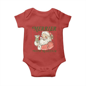 Merrier With Martinis Baby Onesie Funny Retro Santa Christmas Cocktail Lover TS02 Red Print Your Wear