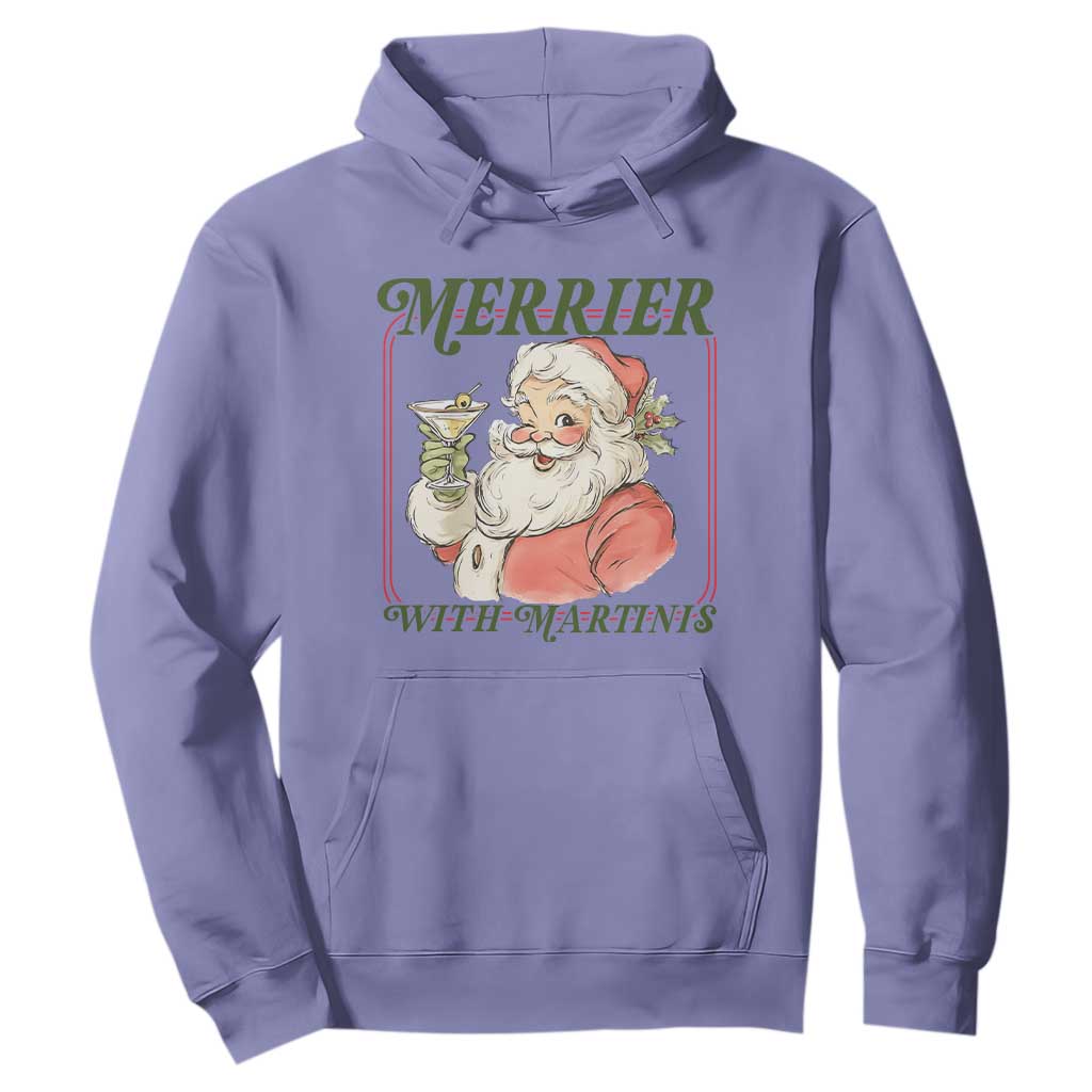Merrier With Martinis Hoodie Funny Retro Santa Christmas Cocktail Lover TS02 Violet Print Your Wear