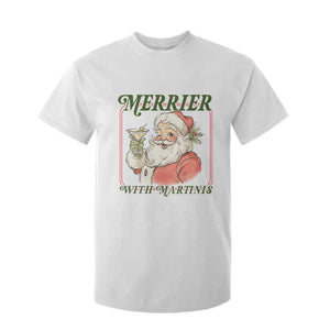 Merrier With Martinis T Shirt For Kid Funny Retro Santa Christmas Cocktail Lover TS02 White Print Your Wear