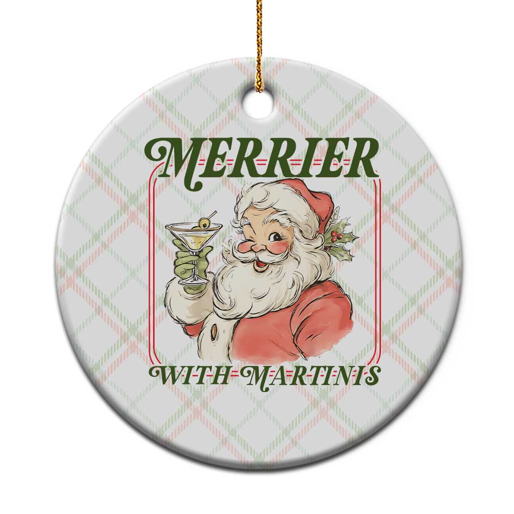 Merrier With Martinis Ceramic Ornament Funny Retro Santa Christmas Cocktail Lover TS02 1pc Christmas Plaid Print Your Wear