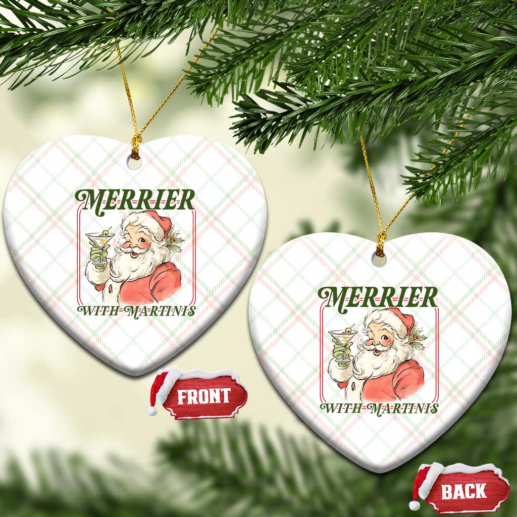 Merrier With Martinis Ceramic Ornament Funny Retro Santa Christmas Cocktail Lover TS02 Print Your Wear