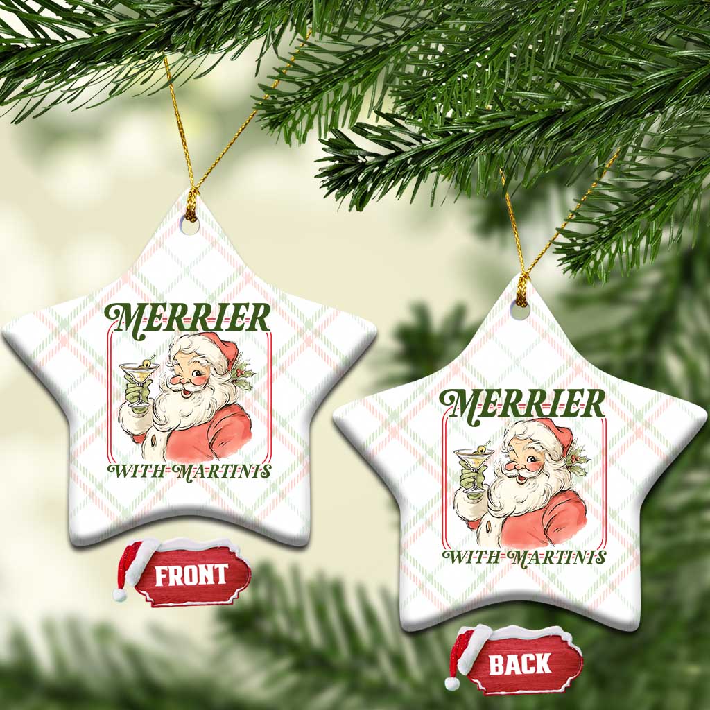 Merrier With Martinis Ceramic Ornament Funny Retro Santa Christmas Cocktail Lover TS02 Print Your Wear