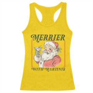 Merrier With Martinis Racerback Tank Top Funny Retro Santa Christmas Cocktail Lover TS02 Daisy Print Your Wear