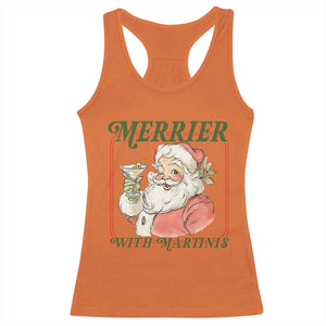 Merrier With Martinis Racerback Tank Top Funny Retro Santa Christmas Cocktail Lover TS02 Orange Print Your Wear