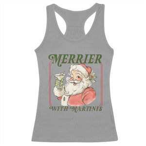Merrier With Martinis Racerback Tank Top Funny Retro Santa Christmas Cocktail Lover TS02 Sport Gray Print Your Wear