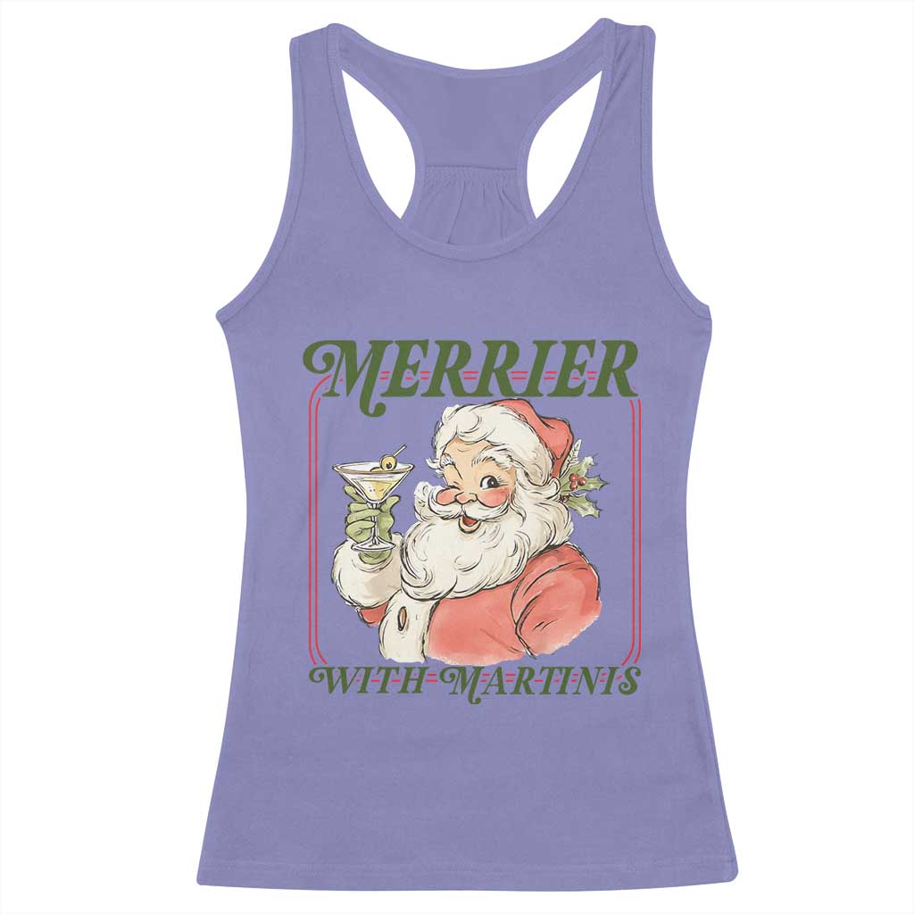 Merrier With Martinis Racerback Tank Top Funny Retro Santa Christmas Cocktail Lover TS02 Violet Print Your Wear