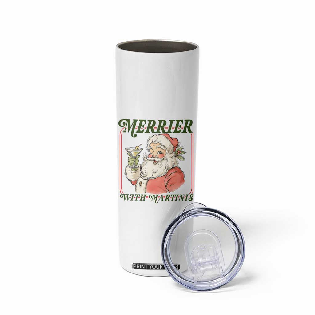 Merrier With Martinis Skinny Tumbler Funny Retro Santa Christmas Cocktail Lover TS02 Print Your Wear