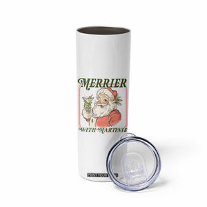 Merrier With Martinis Skinny Tumbler Funny Retro Santa Christmas Cocktail Lover TS02 Print Your Wear