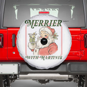 Merrier With Martinis Spare Tire Cover Funny Retro Santa Christmas Cocktail Lover TS02 White Print Your Wear