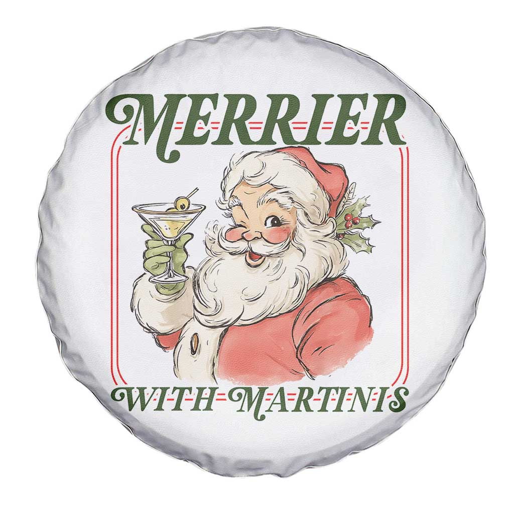 Merrier With Martinis Spare Tire Cover Funny Retro Santa Christmas Cocktail Lover TS02 Print Your Wear