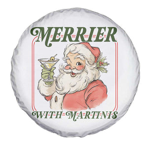 Merrier With Martinis Spare Tire Cover Funny Retro Santa Christmas Cocktail Lover TS02 Print Your Wear