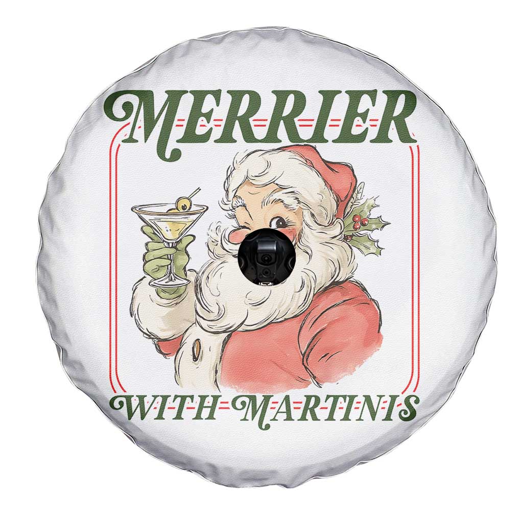 Merrier With Martinis Spare Tire Cover Funny Retro Santa Christmas Cocktail Lover TS02 Print Your Wear