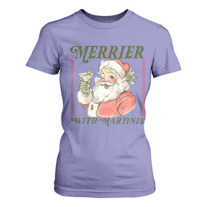 Merrier With Martinis T Shirt For Women Funny Retro Santa Christmas Cocktail Lover TS02 Violet Print Your Wear